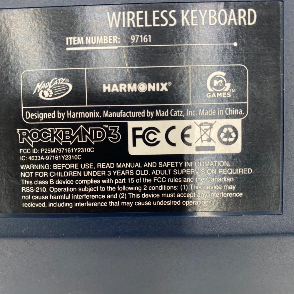 Rock Band 3 Mad Catz Wireless Keyboard ONLY Controller PS3 Blue Harmonix 97161